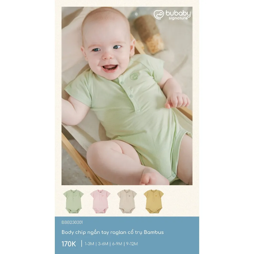 Ảnh Body chip ngắn tay Bubaby cho bé từ sơ sinh đến 12 tháng 1