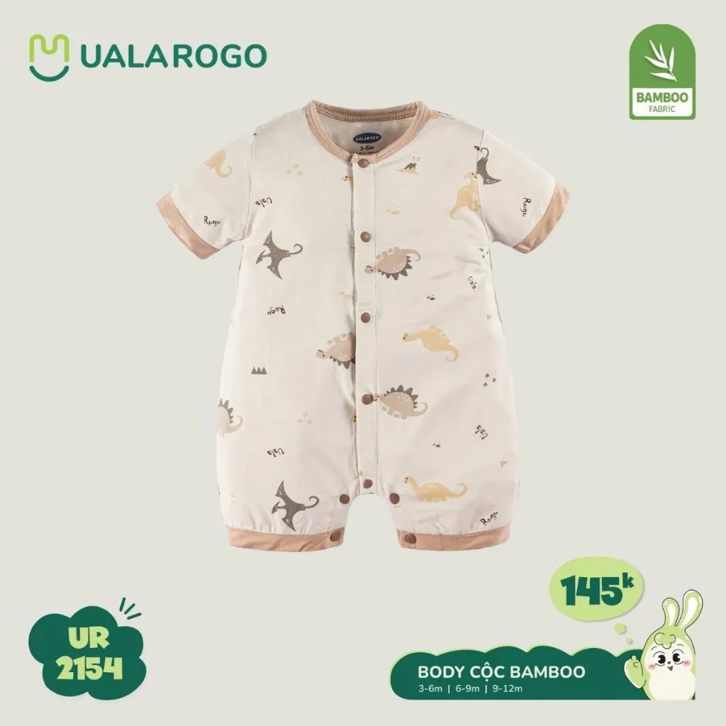 Ảnh Bodysuit cộc tay cho bé Ualarogo áo liền quần 3-12 tháng vải Sợi tre Bamboo mềm mịn co giãn cúc giữa 2154 4