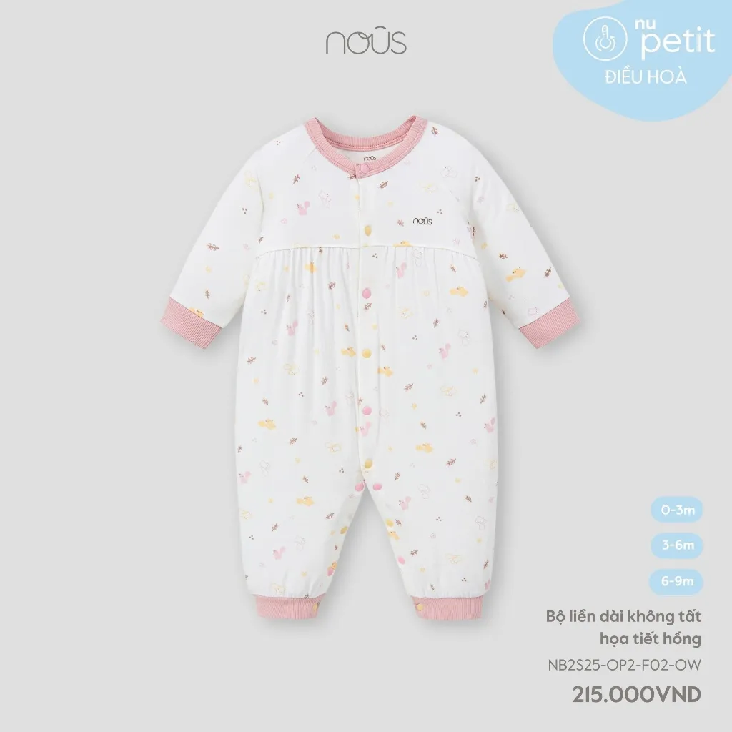 Ảnh Bodysuit liền thân dài Nous không tất ( 0-12 tháng ) 2