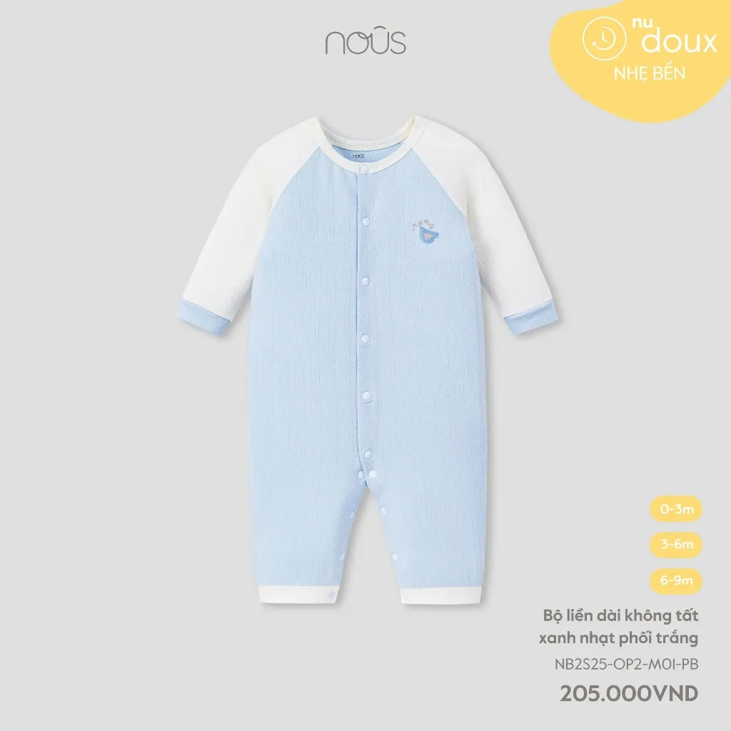 Ảnh Bodysuit liền thân dài Nous không tất ( 0-12 tháng ) 3