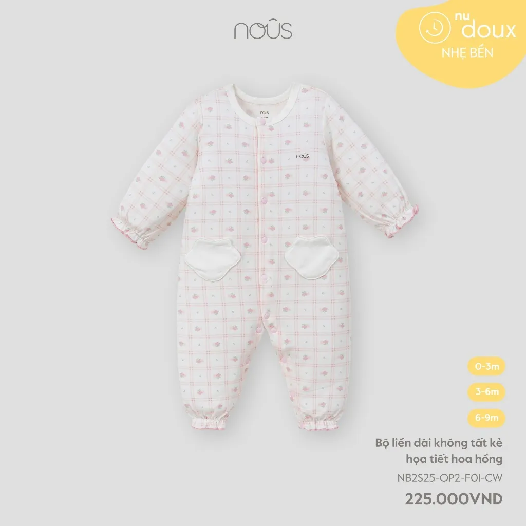 Ảnh Bodysuit liền thân dài Nous không tất ( 0-12 tháng ) 4