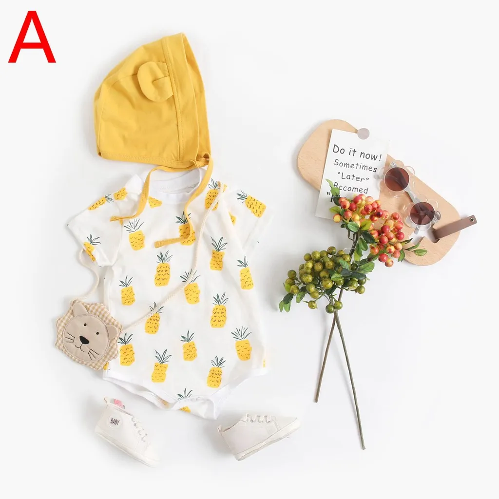 Ảnh Bodysuit Sanlutoz bé gái mùa hè với nón nhỏ 1