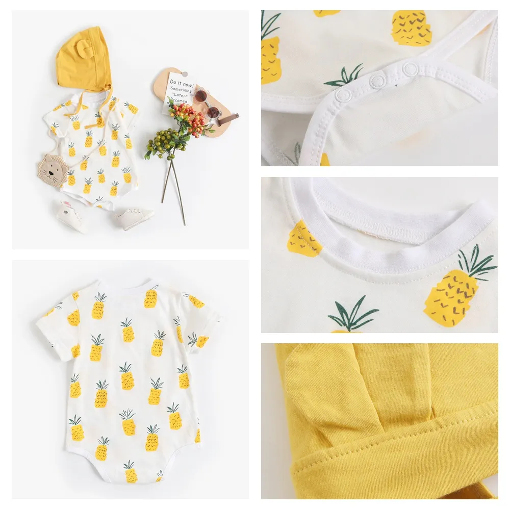 Ảnh Bodysuit Sanlutoz bé gái mùa hè với nón nhỏ 2