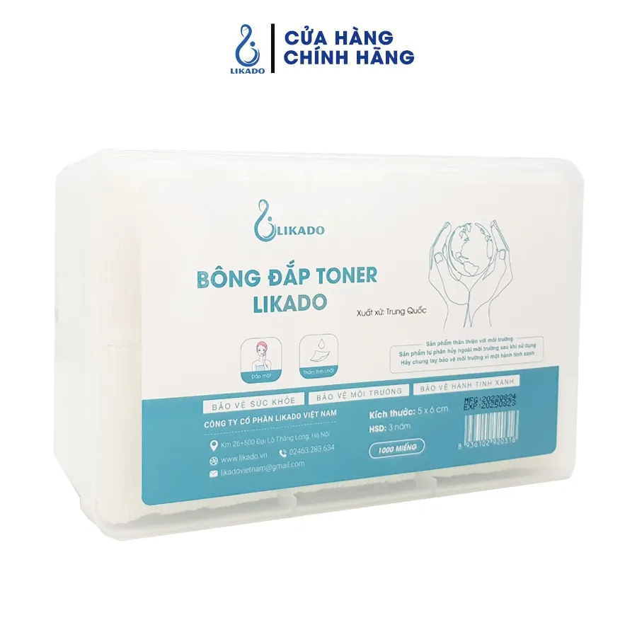 Ảnh Bông đắp toner lotion mask Likado 1000 miếng cotton mềm (1 hộp) 1