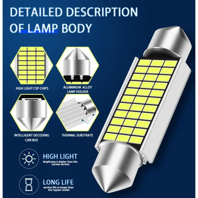 Ảnh Bóng đèn LED LYMOYO hai đầu cắm C5W C10W 3014 siêu sáng 31mm 36mm 39mm 41mm 4