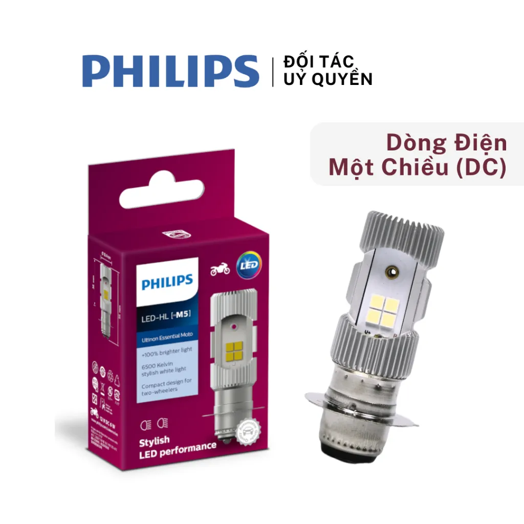 Ảnh Bóng đèn LED xe môtô PHILIPS [2 chân M5] & [3 chân HS1] 12V công suất 6W 4