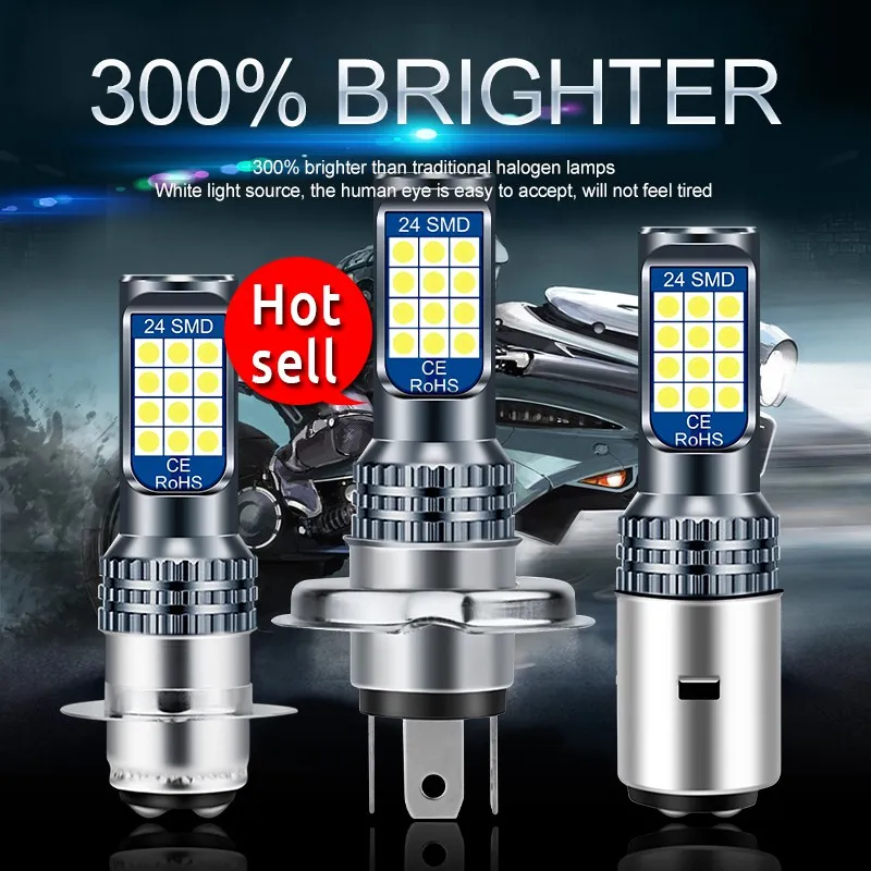 Ảnh Bóng Đèn Pha LED Lymoyo  30W Ánh Sáng Trắng 6600LM H6M P15D H4 BA20D Cho Xe Máy/Scooter 12V 1