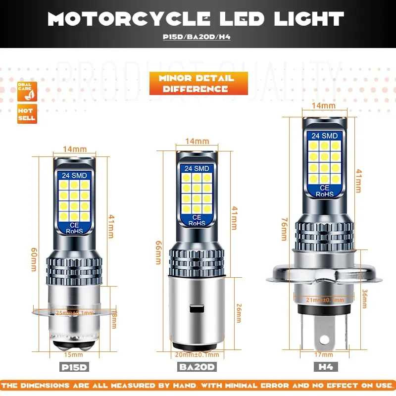 Ảnh Bóng Đèn Pha LED Lymoyo  30W Ánh Sáng Trắng 6600LM H6M P15D H4 BA20D Cho Xe Máy/Scooter 12V 3