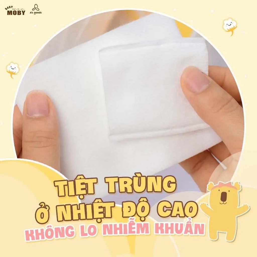 Ảnh Bông Miếng Moby Baby An toàn Làm Sạch Vệ Sinh Cho Bé Cỡ Lớn 3
