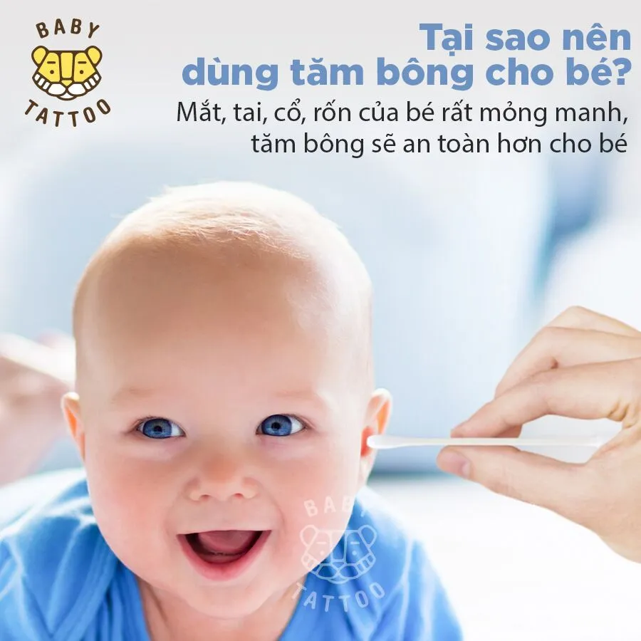Ảnh Bông Tăm Cao Cấp, Đầu Bông Mini Thương Hiệu BABY TATTOO, Bông Ngoáy Tay Tiện Lợi, An Toàn Cho Bé, 1 Hộp 200 Cái 2