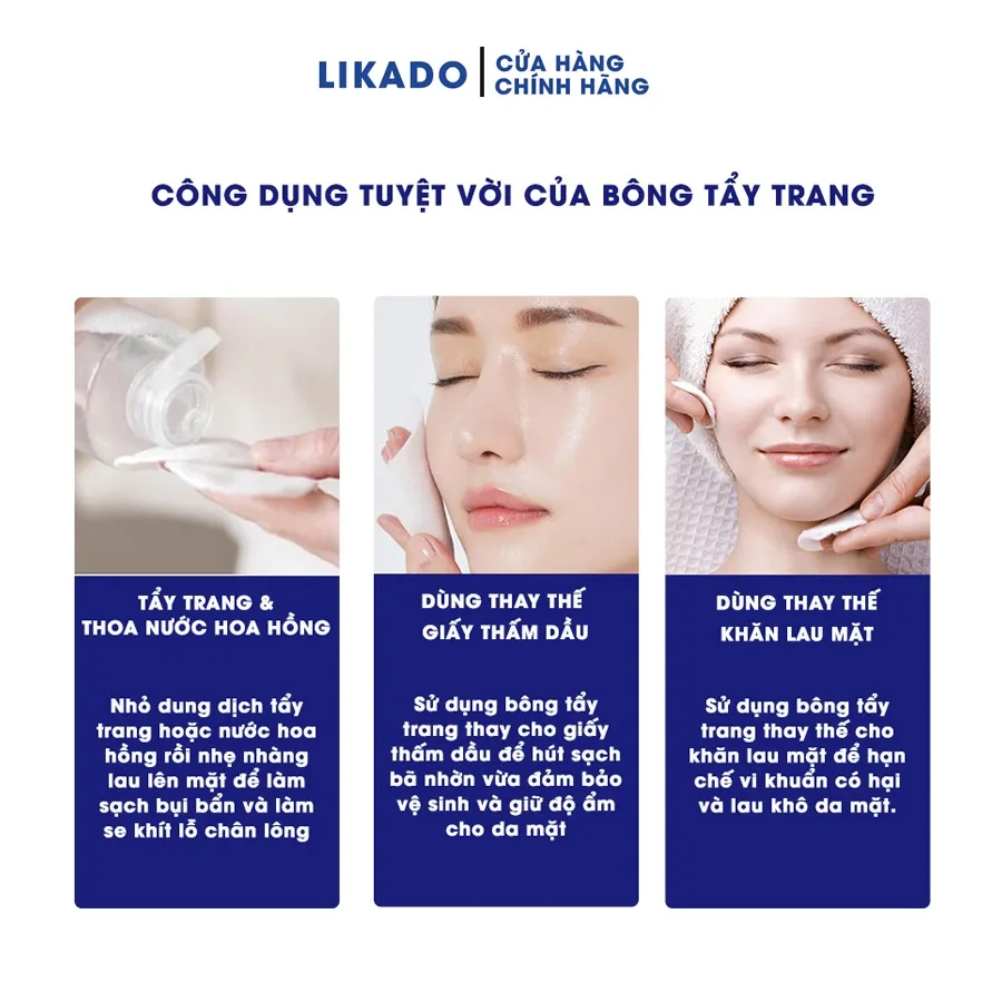 Ảnh Bông tẩy trang Likado miếng tròn 100 miếng (bông cây - BTT100M) 4