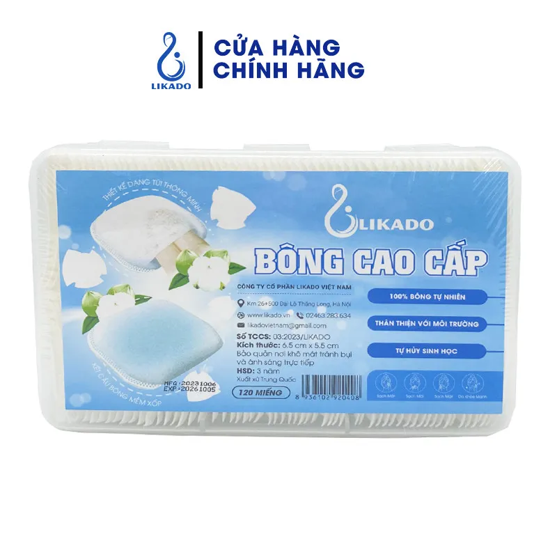 Ảnh Bông tẩy trang Likado miếng kích thước 5.5*6.5cm 3