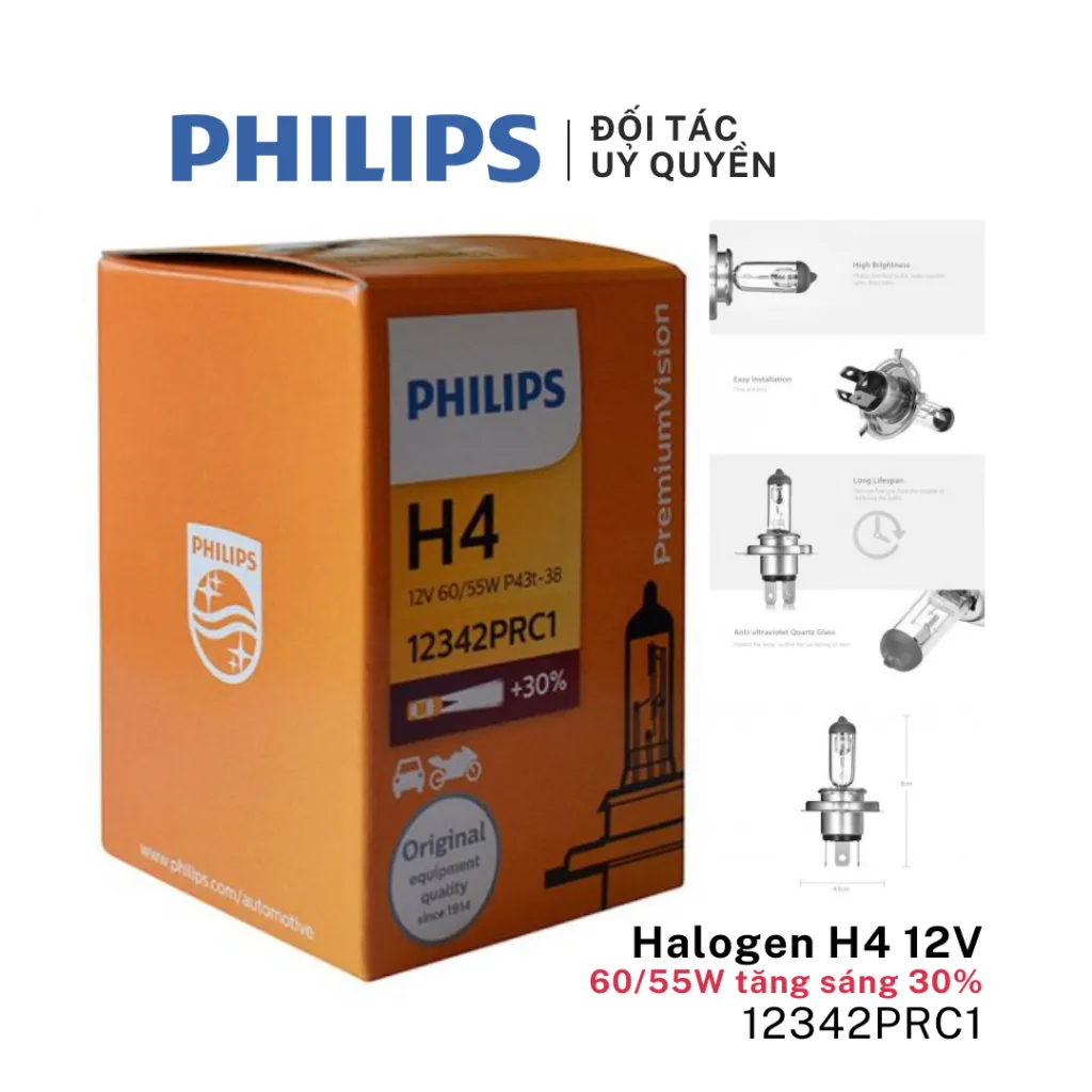 Ảnh Bóng xe máy Philips Halogen H4 tăng sáng 30% 12V 60/55W 4
