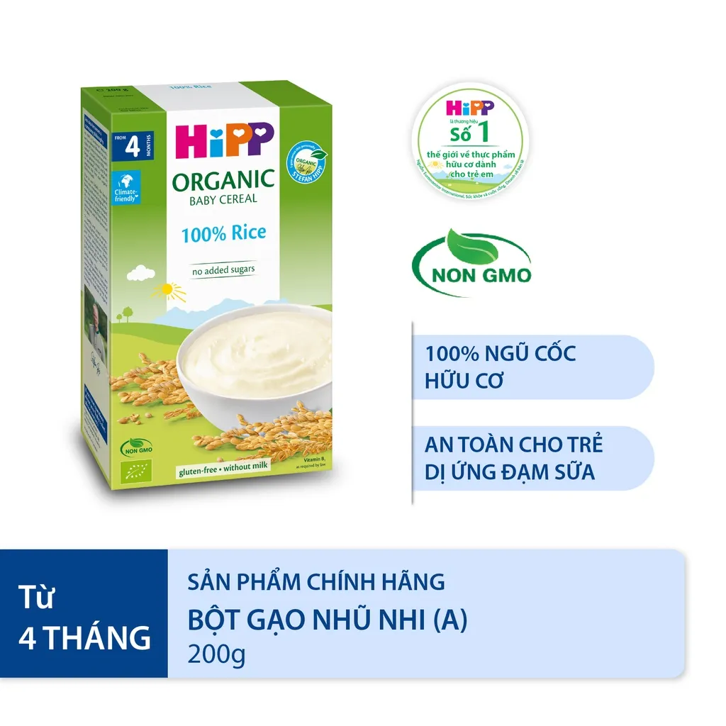 Ảnh Bột ăn dặm dinh dưỡng Gạo nhũ nhi HiPP Organic 200g (Tối ưu cho trẻ dị ứng đạm sữa) 1