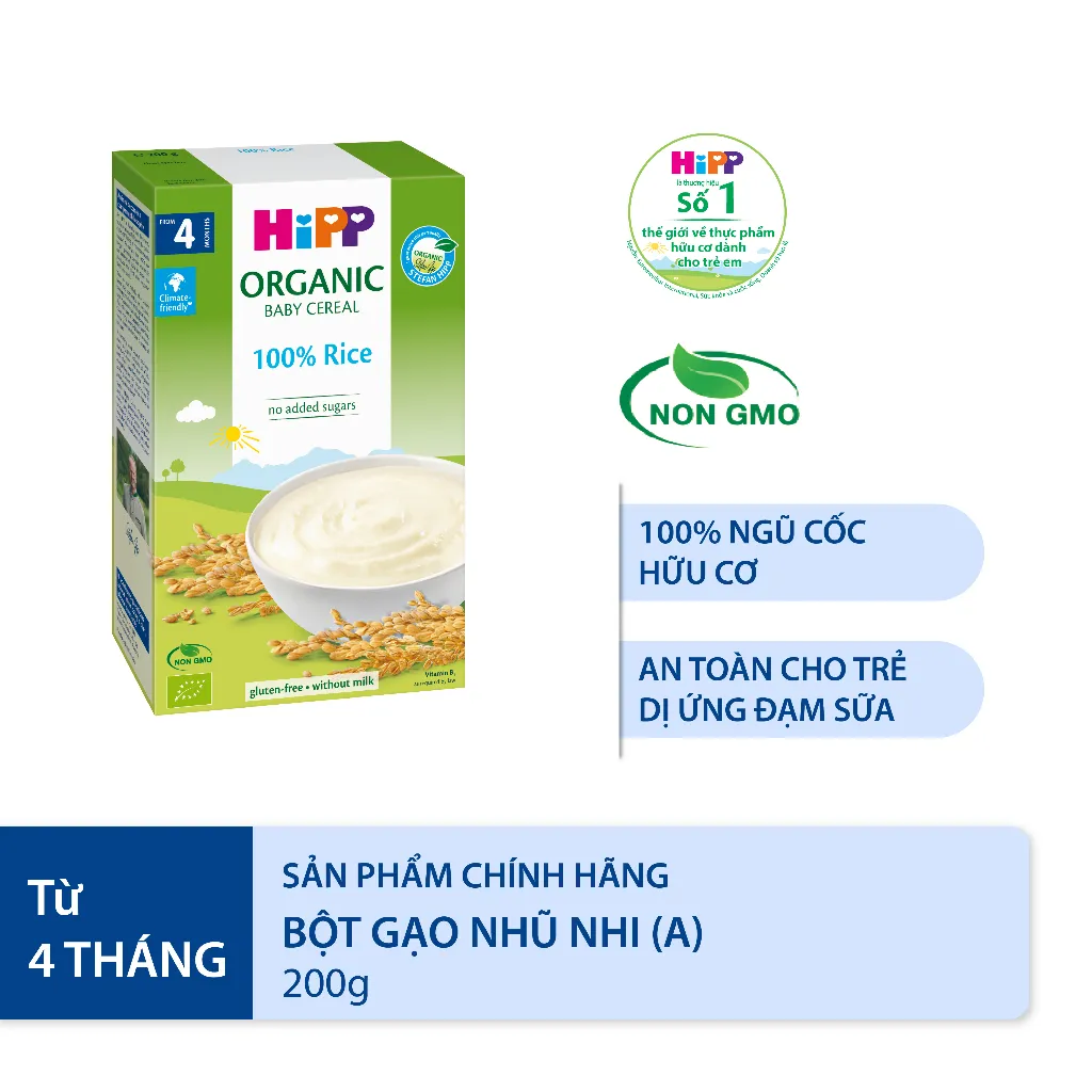 Ảnh Bột ăn dặm dinh dưỡng Gạo nhũ nhi HiPP Organic 200g 1