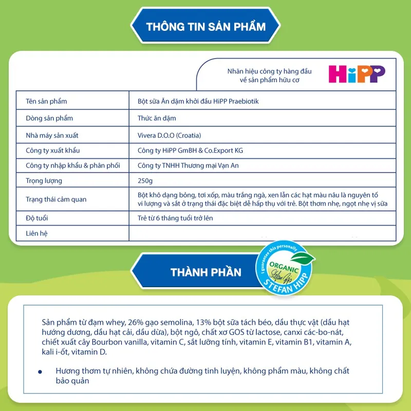Ảnh Bột ăn dặm dinh dưỡng Sữa - Ăn dặm khởi đầu HiPP 250g 1