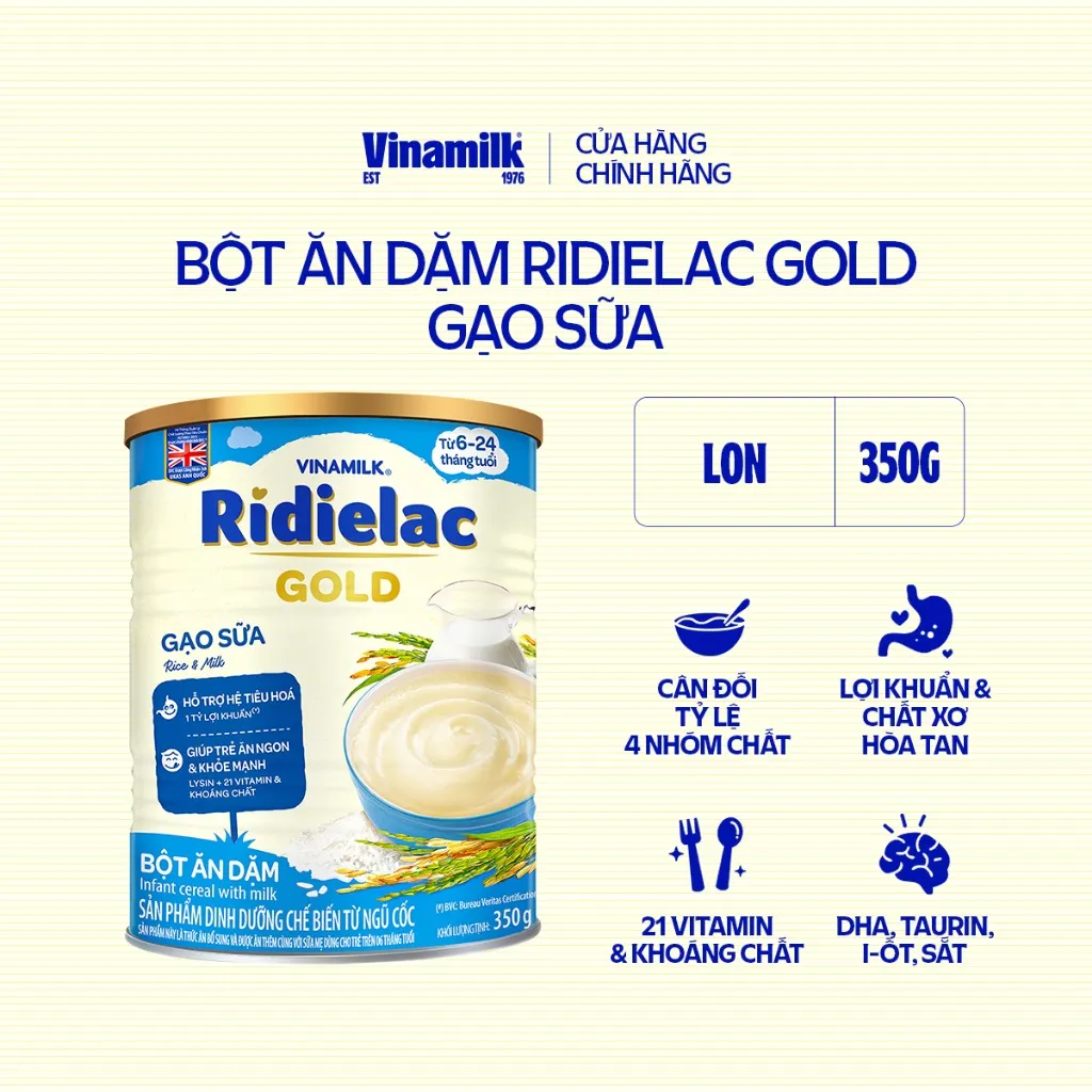 Ảnh Bột Ăn Dặm gạo sữa Ridielac Gold - Hộp thiếc 350g 2