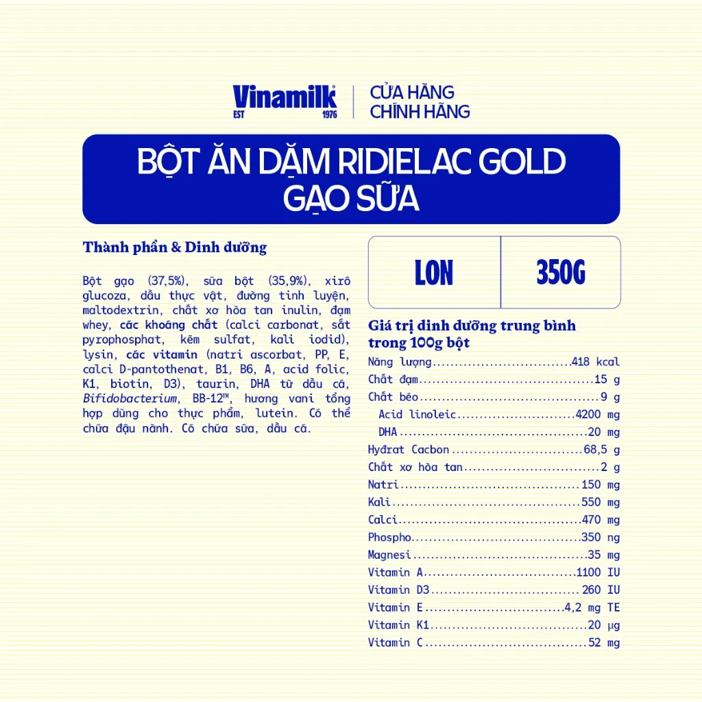 Ảnh Bột Ăn Dặm gạo sữa Ridielac Gold - Hộp thiếc 350g 3