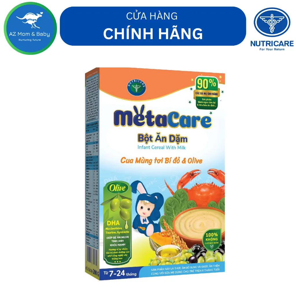 Ảnh Bột ăn dặm Nutricare Metacare Cua mồng tơi bí đỏ olive (200g) 1