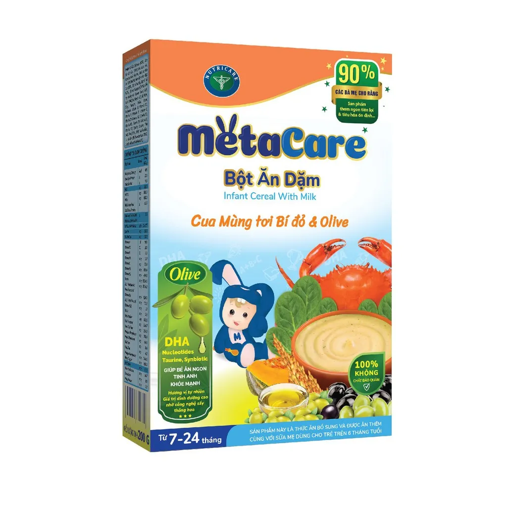 Ảnh Bột ăn dặm Nutricare Metacare Cua mồng tơi bí đỏ olive (200g) 3