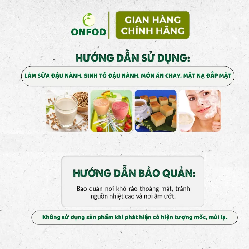 Ảnh Bột đậu nành nguyên chất hữu cơ ONFOD không biến đổi gen ăn kiêng giảm cân healthy 2