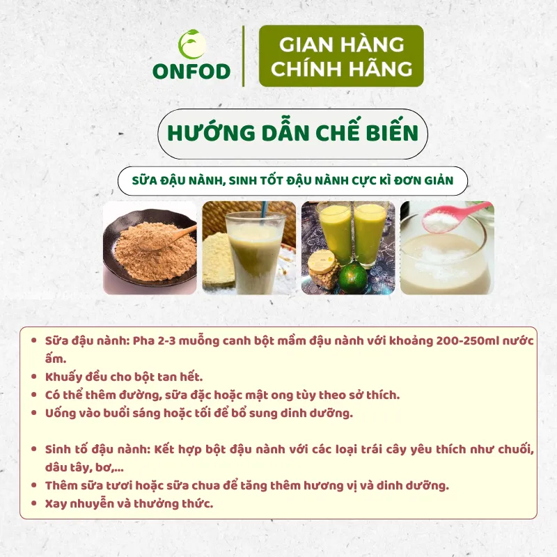 Ảnh Bột đậu nành nguyên chất hữu cơ ONFOD không biến đổi gen ăn kiêng giảm cân healthy 3