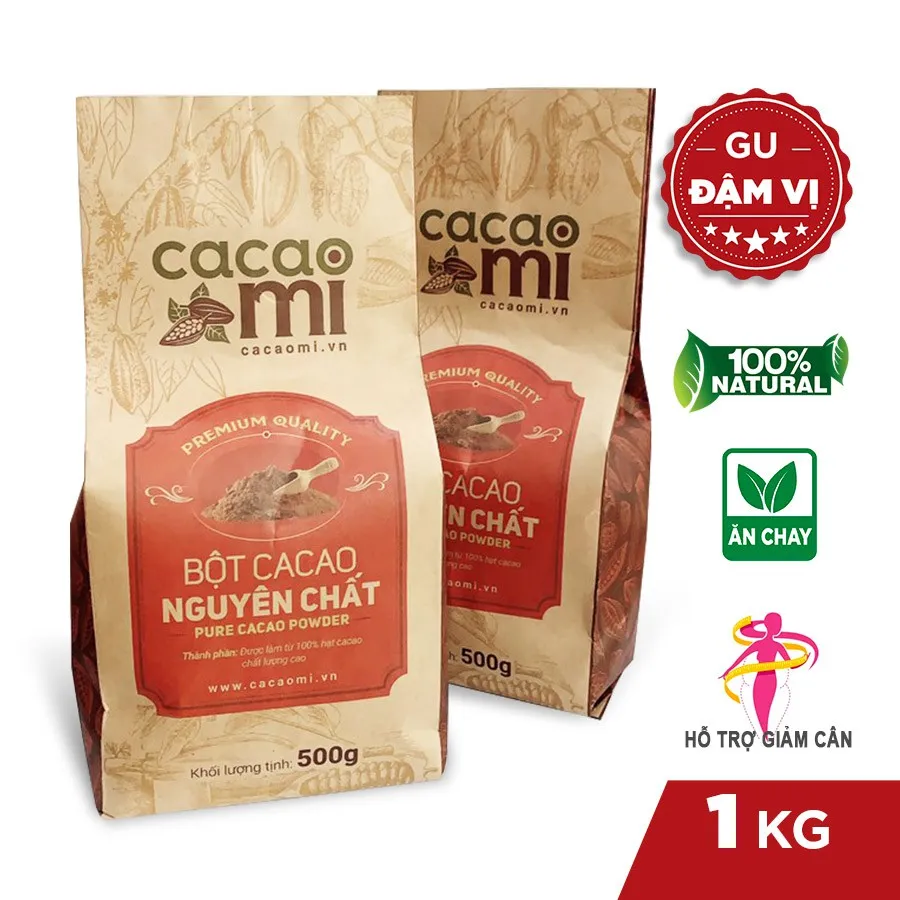 Ảnh Bột ca cao nguyên chất không đường Cacao Mi Premium gu đậm làm bánh pha thức uống socola trà sữa 1kg 1