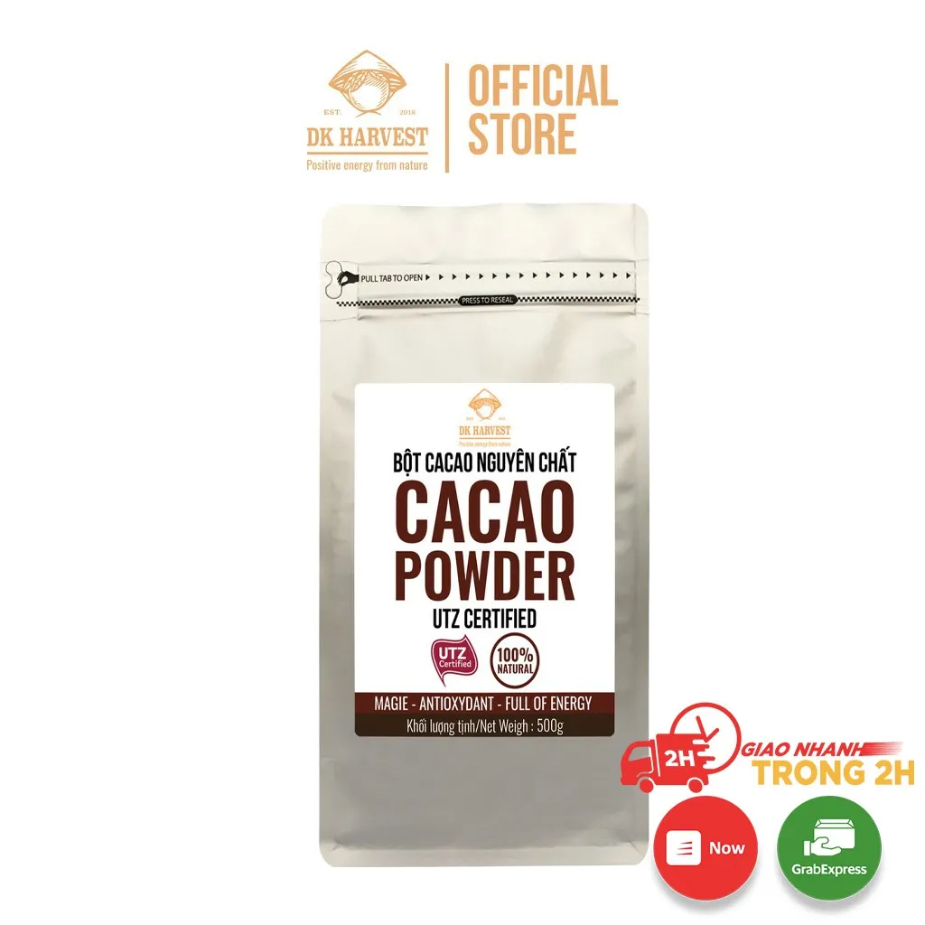 Ảnh Bột Cacao Nguyên Chất DK Harvest - Chuẩn UTZ, 11-13% Bơ Cacao | Đậm Vị, Giàu Chất Chống Oxy Hóa, Cải Thiện Tâm Trạng 1
