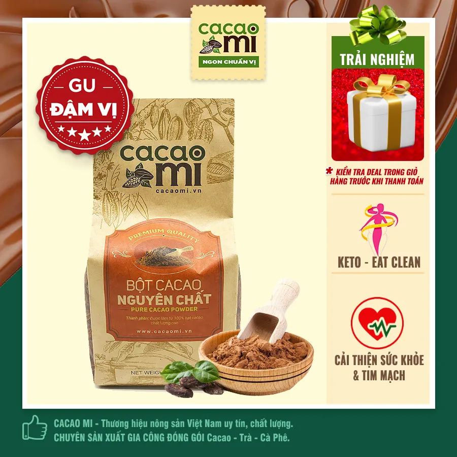 Ảnh Bột cacao nguyên chất không đường CACAOMI Premium gu đậm ca cao socola chuẩn xuất khẩu 80g/250g/500g 1
