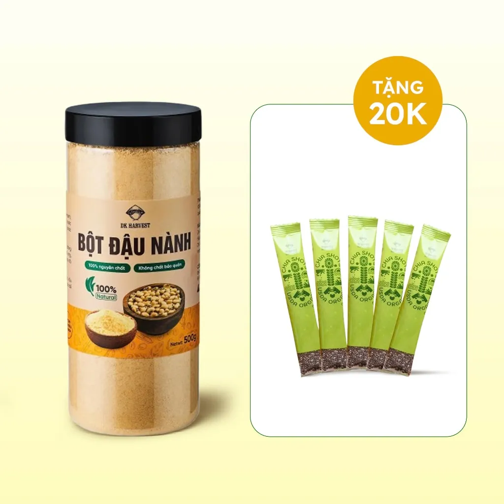 Ảnh Bột Đậu Nành DK Harvest, hạt đậu nành đã được rang chín, nguyên chất, không chất bảo quản - combo 1kg (2 hũ 500g) 3