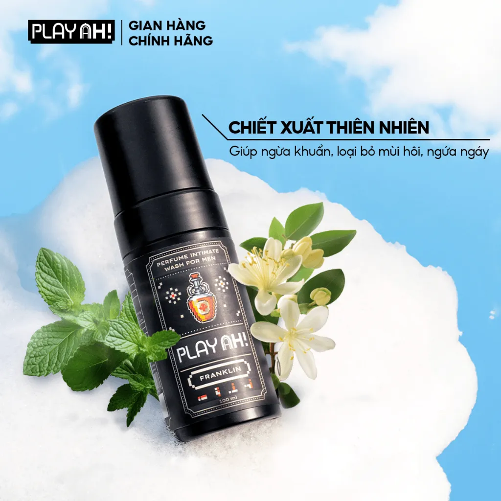 Ảnh Bọt Dung Dịch Vệ Sinh Nam PlayAh hương nước hoa Franklin/Mint Whisper tạo bọt 100ml 3