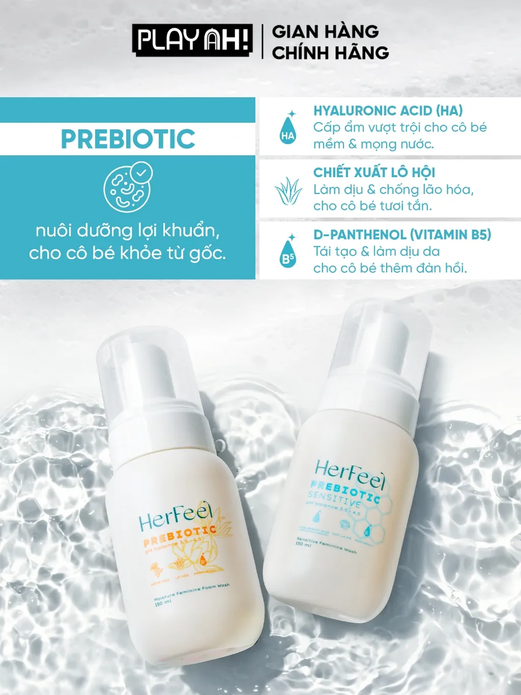 Ảnh Bọt Dung Dịch Vệ Sinh Nữ PlayAh! Her Feel Prebiotic - Dòng Sensitive Dưỡng Ẩm Chuyên Sâu/Rose Sạch Thơm Toàn Diện 150ml 3