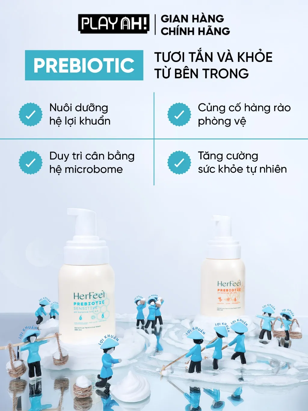Ảnh Bọt Dung Dịch Vệ Sinh Nữ PlayAh! Her Feel Prebiotic - Dòng Sensitive Dưỡng Ẩm Chuyên Sâu/Rose Sạch Thơm Toàn Diện 150ml 4