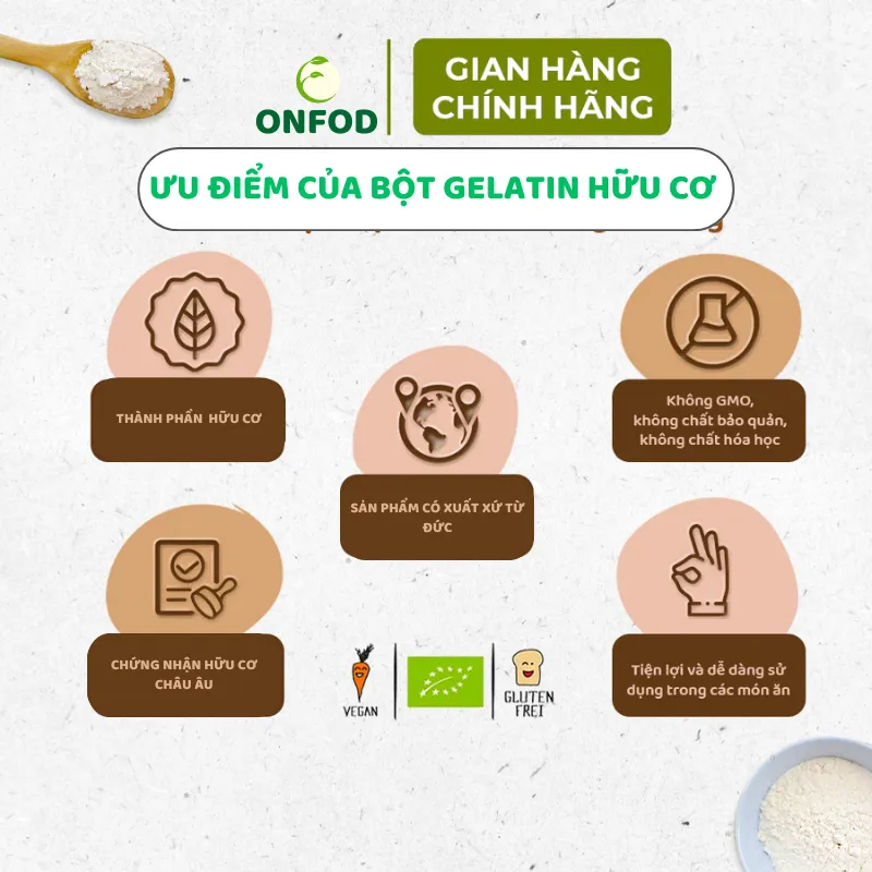 Ảnh Bột gelatin hữu cơ ăn dặm cho bé Ruf ONFOD nhập khẩu Đức làm bánh thạch pudding chipchip kẹo dẻo 9g 3