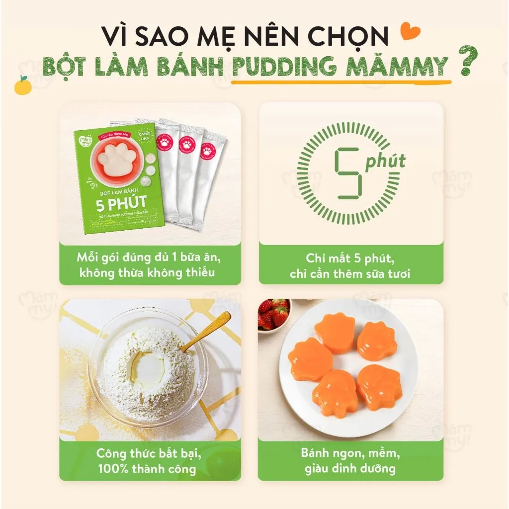 Ảnh Bột làm bánh Pudding chân gấu Mămmy làm bữa phụ cho bé chỉ 5 phút bổ sung vitamin, hỗ trọ tiêu hóa 3