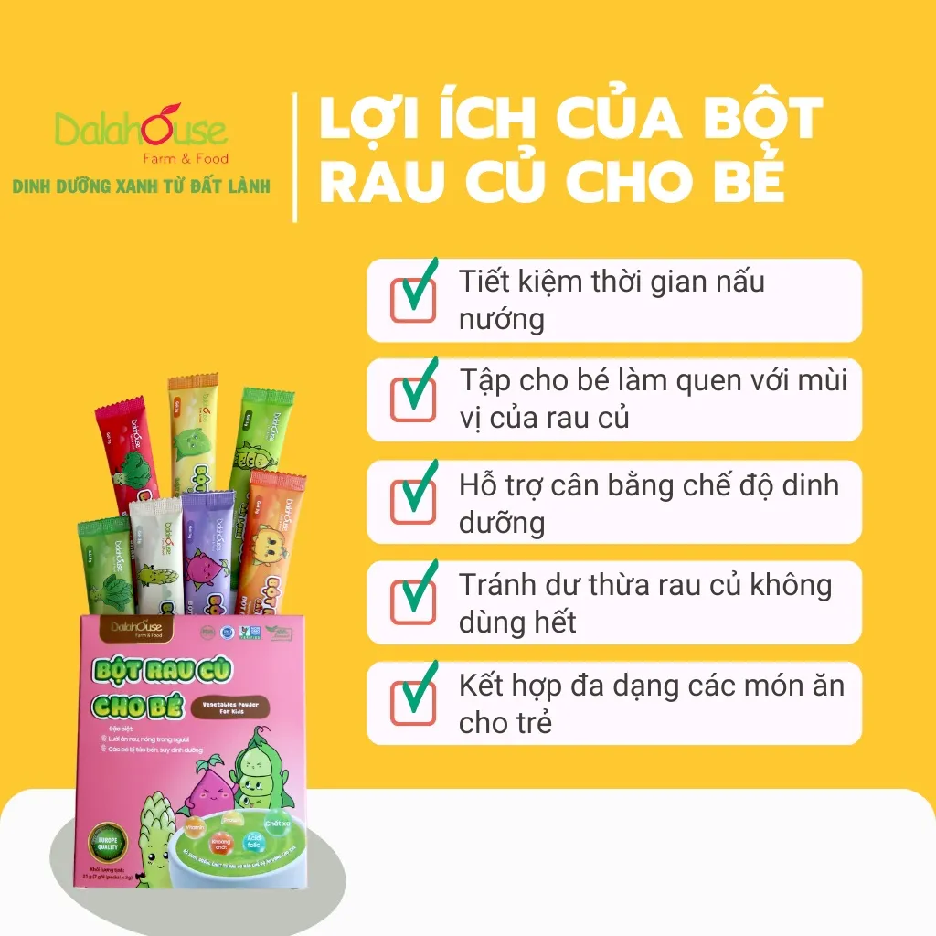 Ảnh Bột Rau Củ Dinh Dưỡng Cho Bé Ăn Dặm Nguyên Chất Sấy Lạnh Dalahouse Hộp 21g - 7 gói chia sẵn 3