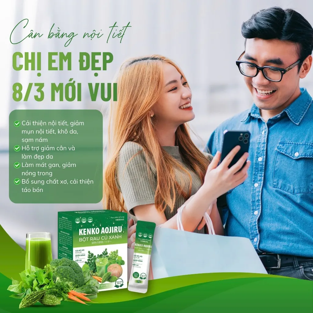 Ảnh Bột Rau Củ Xanh KENKO AOJIRU Giảm Táo Bón Giảm Nóng Trong Thải Độc Cơ Thể Điều Hòa Nội Tiết  COMBO MUA 3 TẶNG 1 2