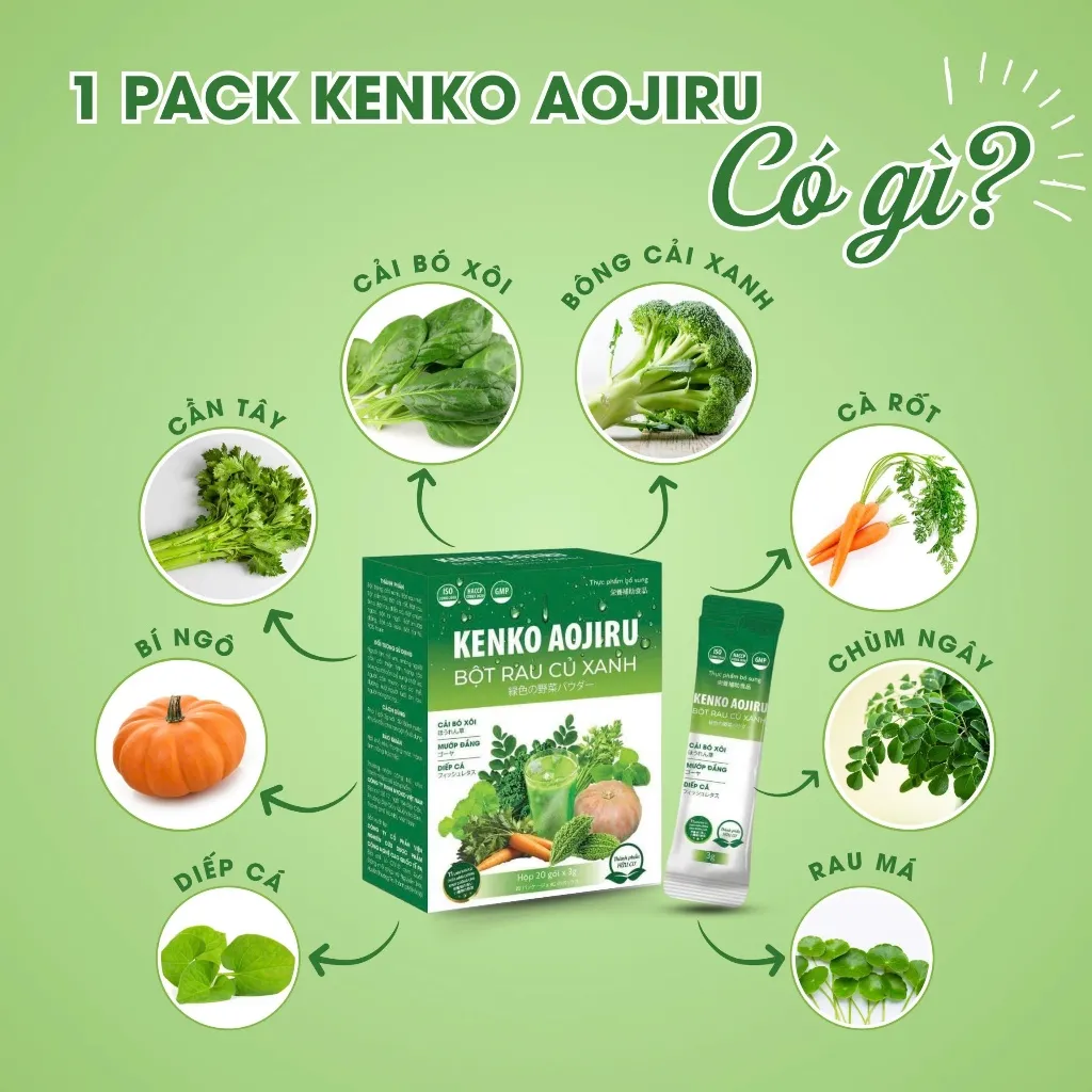 Ảnh Bột Rau Củ Xanh KENKO AOJIRU Giảm Táo Bón Giảm Nóng Trong Thải Độc Cơ Thể Điều Hòa Nội Tiết  COMBO MUA 3 TẶNG 1 3