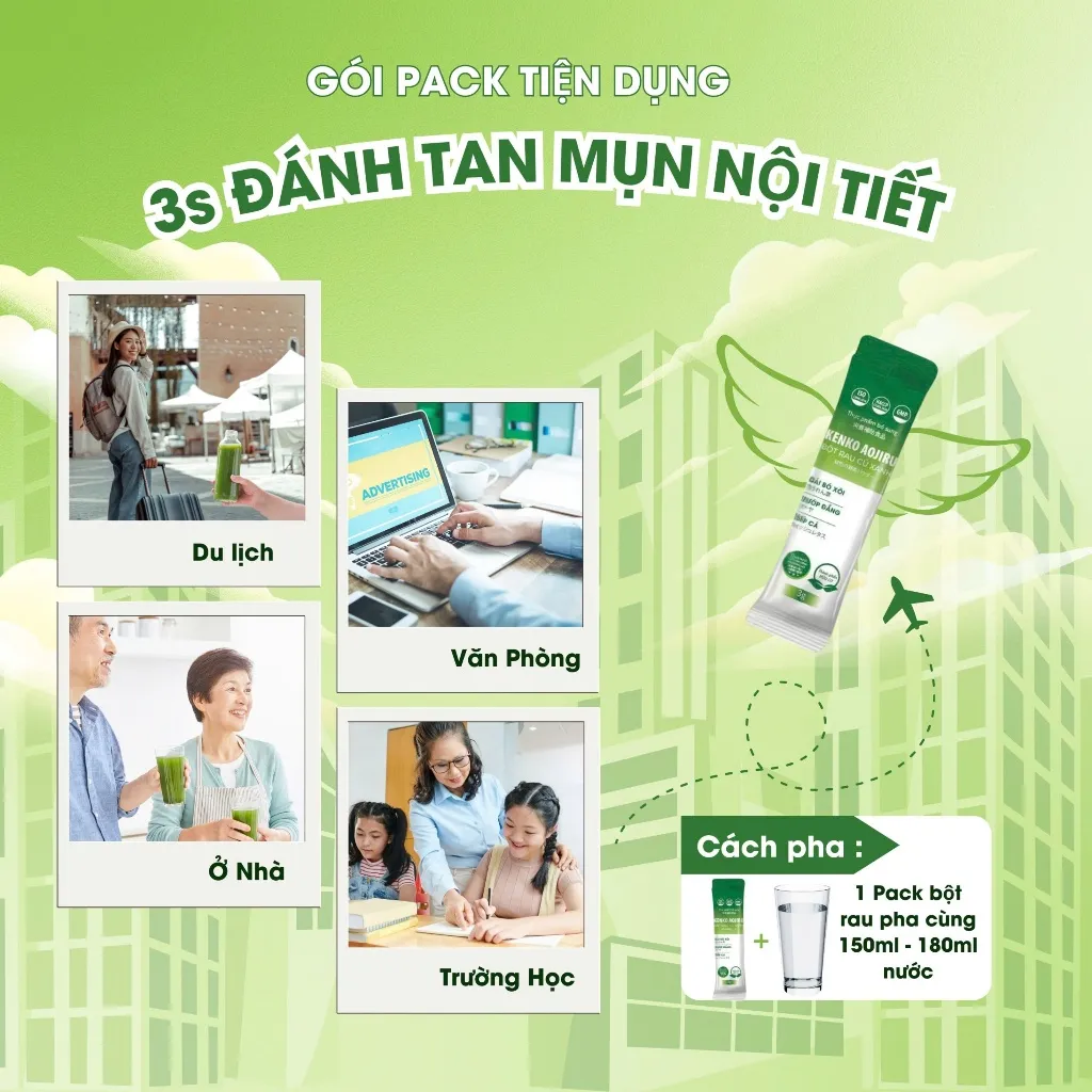 Ảnh Bột Rau Củ Xanh KENKO AOJIRU Giảm Táo Bón Giảm Nóng Trong Thải Độc Cơ Thể Điều Hòa Nội Tiết  COMBO MUA 3 TẶNG 1 4