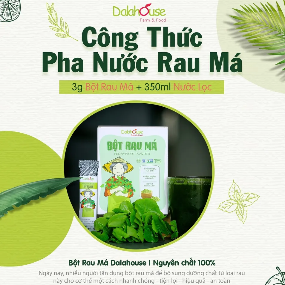 Ảnh Bột rau má organic nguyên chất sấy lạnh Dalahouse 120gr mát gan giải độc, đạt tiêu chuẩn Châu Âu 1