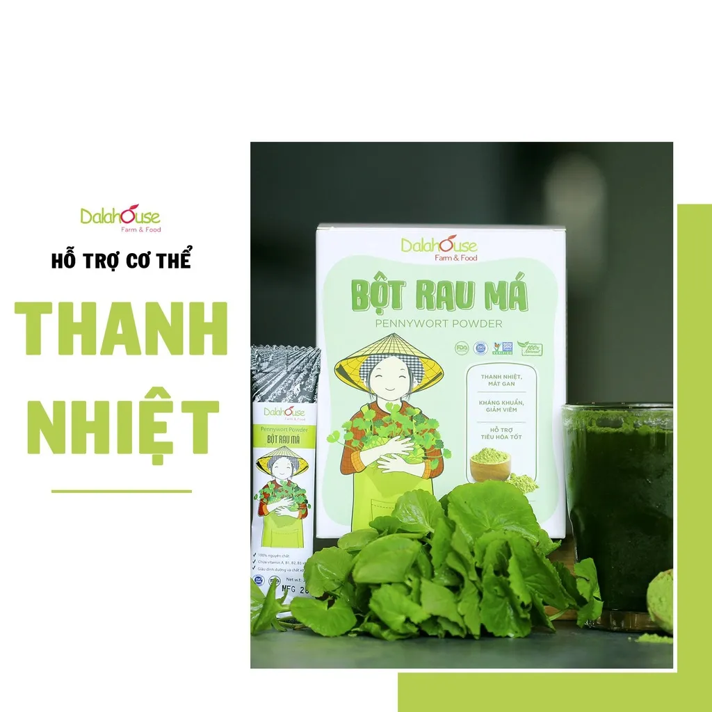 Ảnh Bột rau má organic sấy lạnh Dalahouse nguyên chất 60gr mát gan giải độc, đạt tiêu chuẩn Châu Âu 1