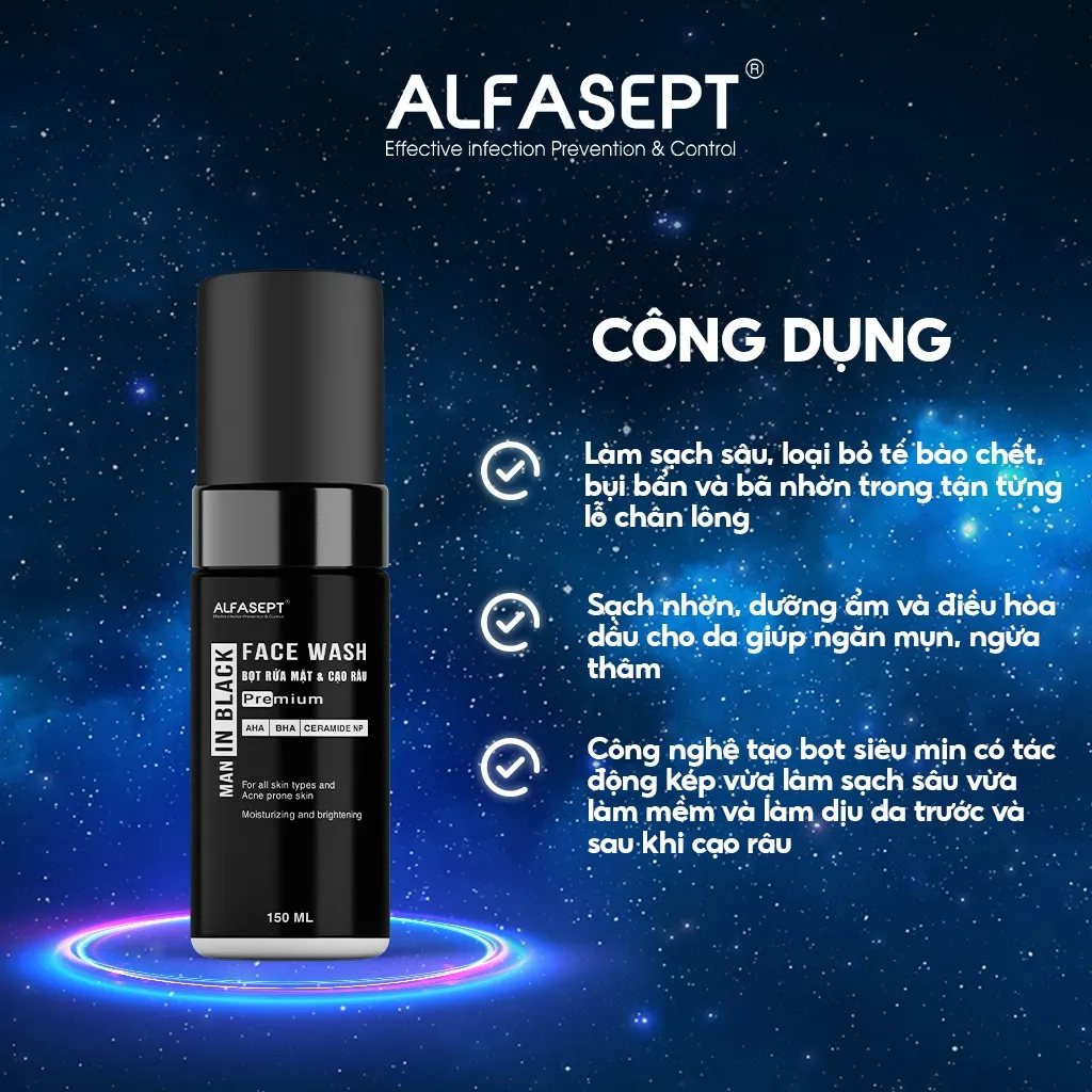 Ảnh Bọt rửa mặt & cạo râu ALFASEPT Face Wash giúp rửa mặt sạch sâu và cạo râu dễ dàng 4