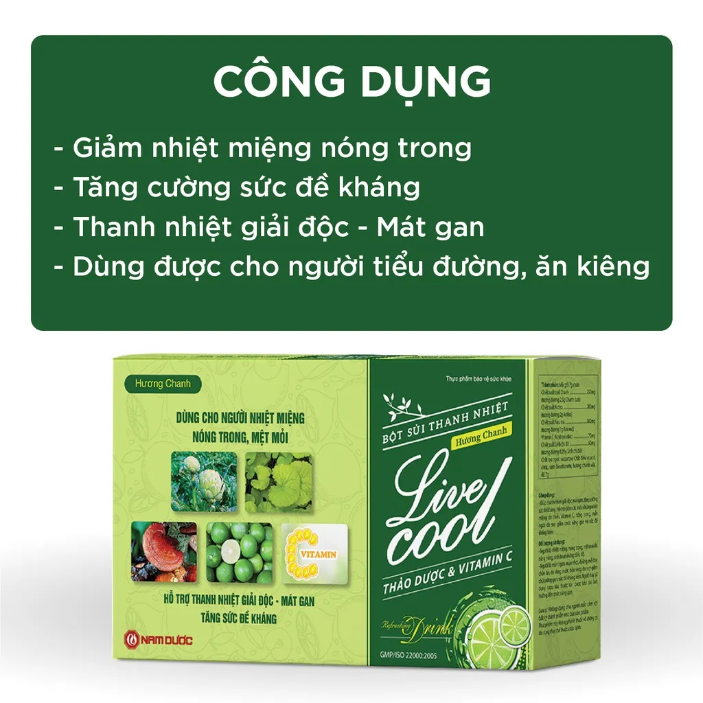 Ảnh Bột sủi thanh nhiệt Livecool Nam Dược hương chanh hộp 10 góix7gram giúp giảm nhiệt miệng, nóng trong 4