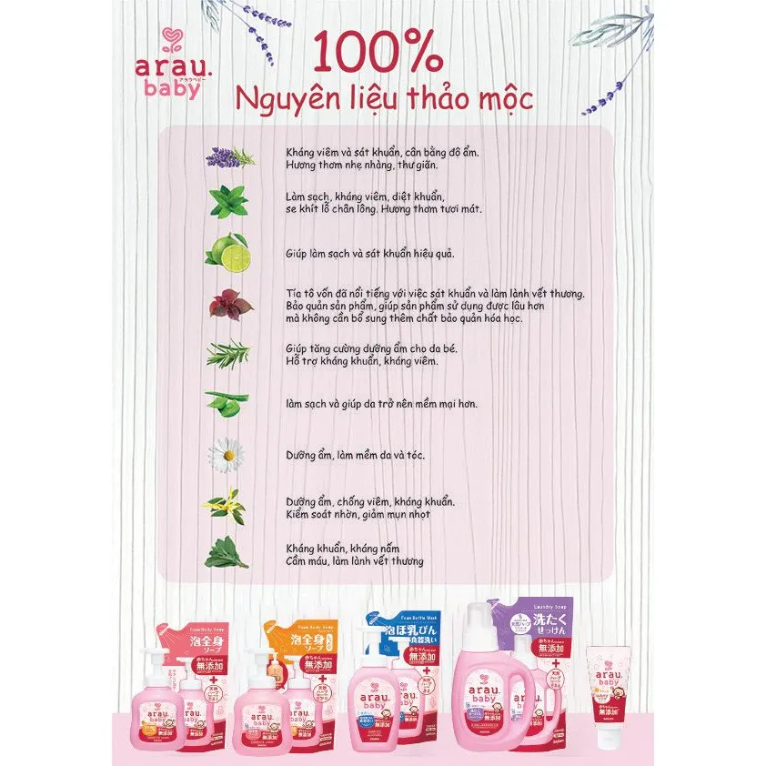 Ảnh Bọt tắm gội thảo mộc Arau baby thảo mộc - túi 400ml 4