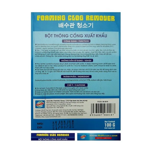 Ảnh Bột thông cống 100g xuất khẩu Hando 4