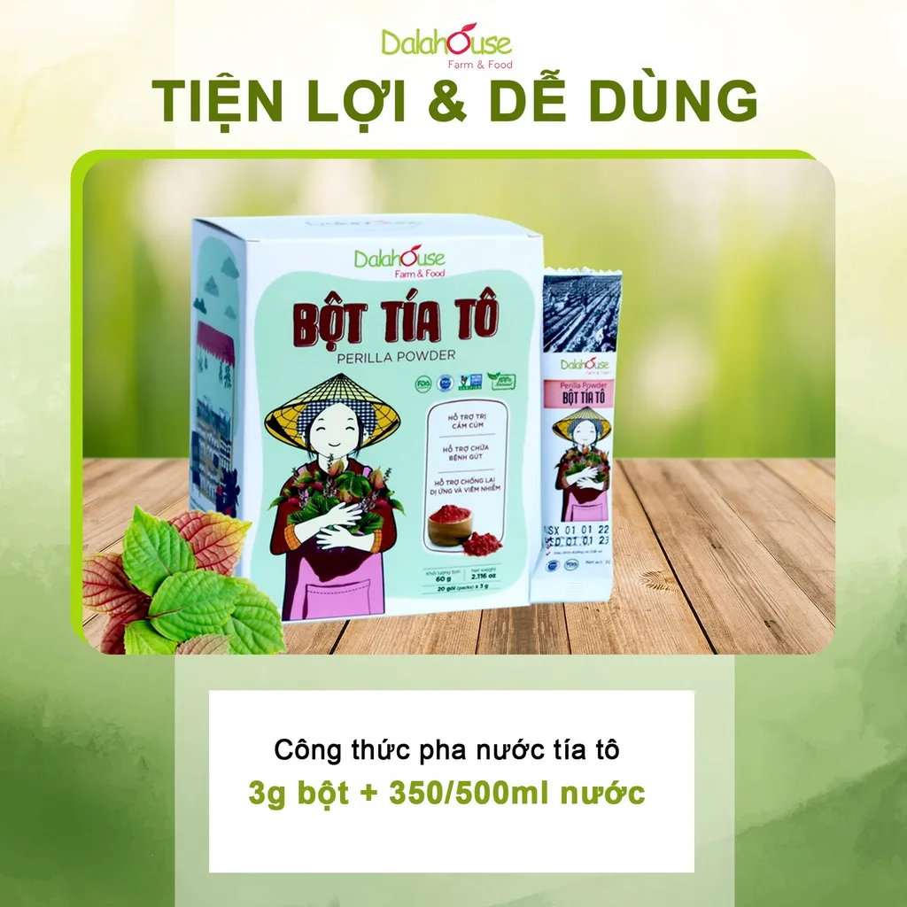 Ảnh Bột tía tô nguyên chất sấy lạnh Dalahouse 120g pha uống, đắp mặt, giúp giảm mụn, sáng da 3
