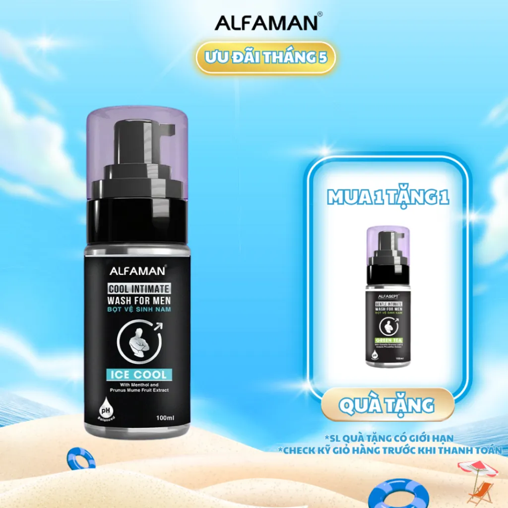 Ảnh Bọt Vệ Sinh Nam ALFAMAN Intimate Wash For Men Ice Cool Bạc Hà Giúp Làm Sạch, Mát Lạnh, Tạo Bọt Mịn 100ml 1