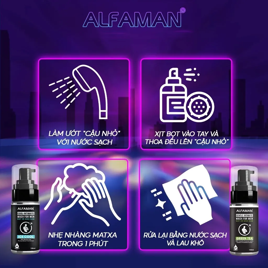 Ảnh Bọt Vệ Sinh Nam ALFAMAN Intimate Wash For Men Ice Cool Bạc Hà Giúp Làm Sạch, Mát Lạnh, Tạo Bọt Mịn 100ml 4