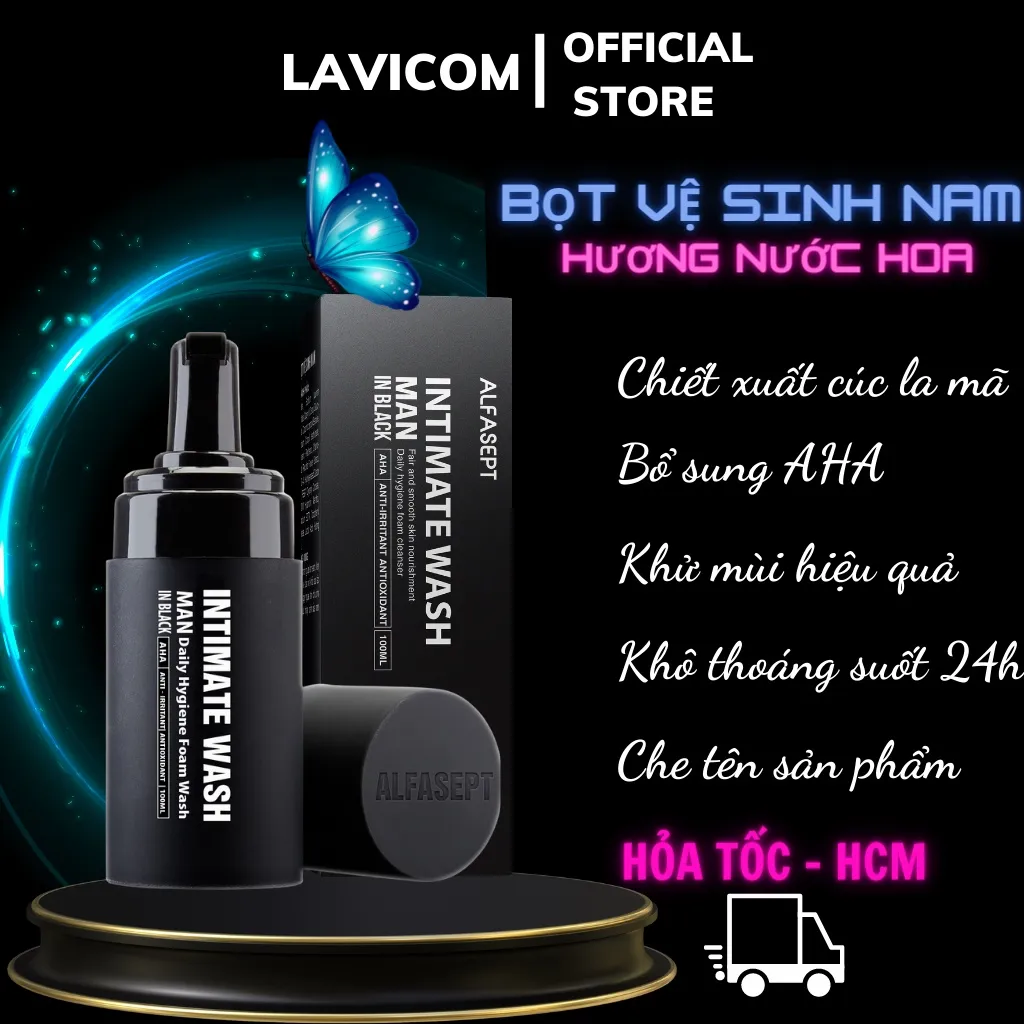 Ảnh Bọt Vệ Sinh Nam ALFASEPT Intimate Wash For Men In Black Chai 100ml hương nước hoa 3