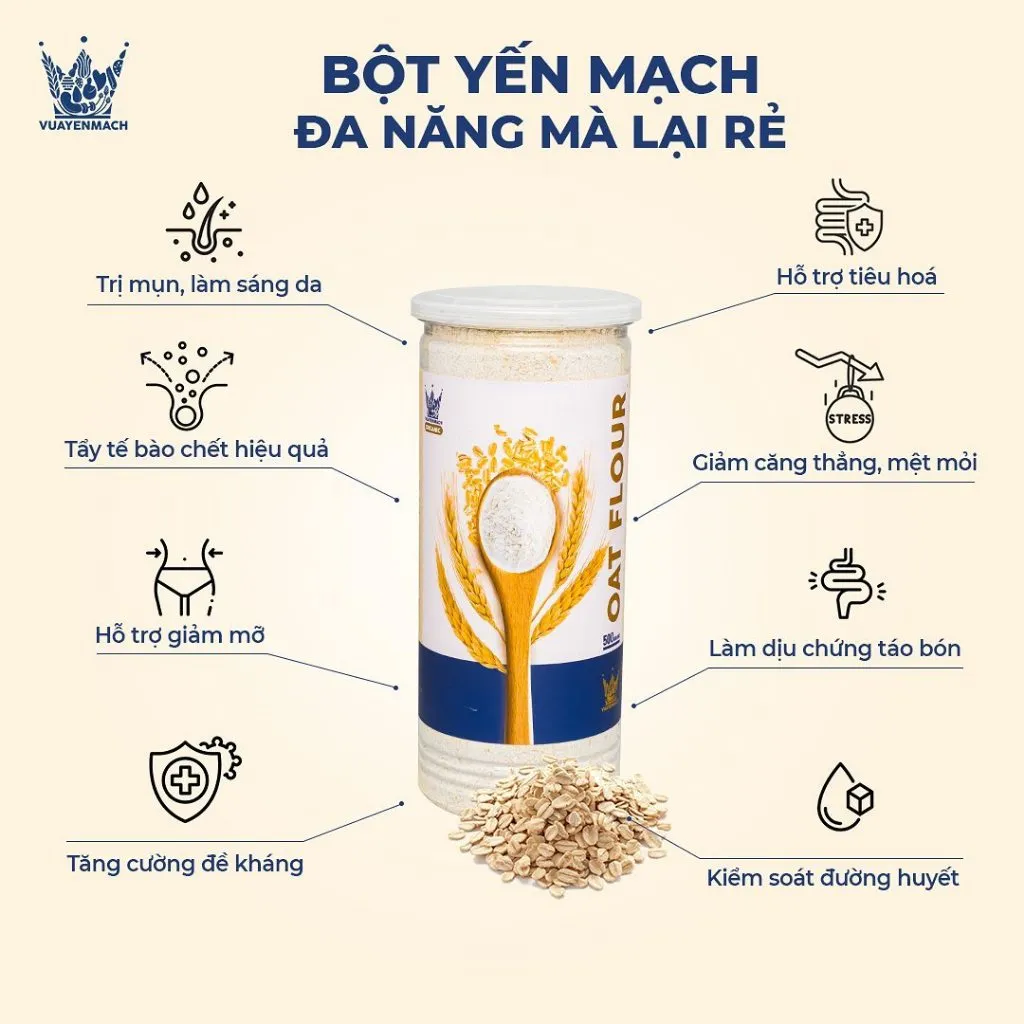 Ảnh BỘT Yến mạch tươi Organic VUA YẾN MẠCH nguyên chất nhập khẩu Úc nấu cháo ăn dặm, làm bánh 2